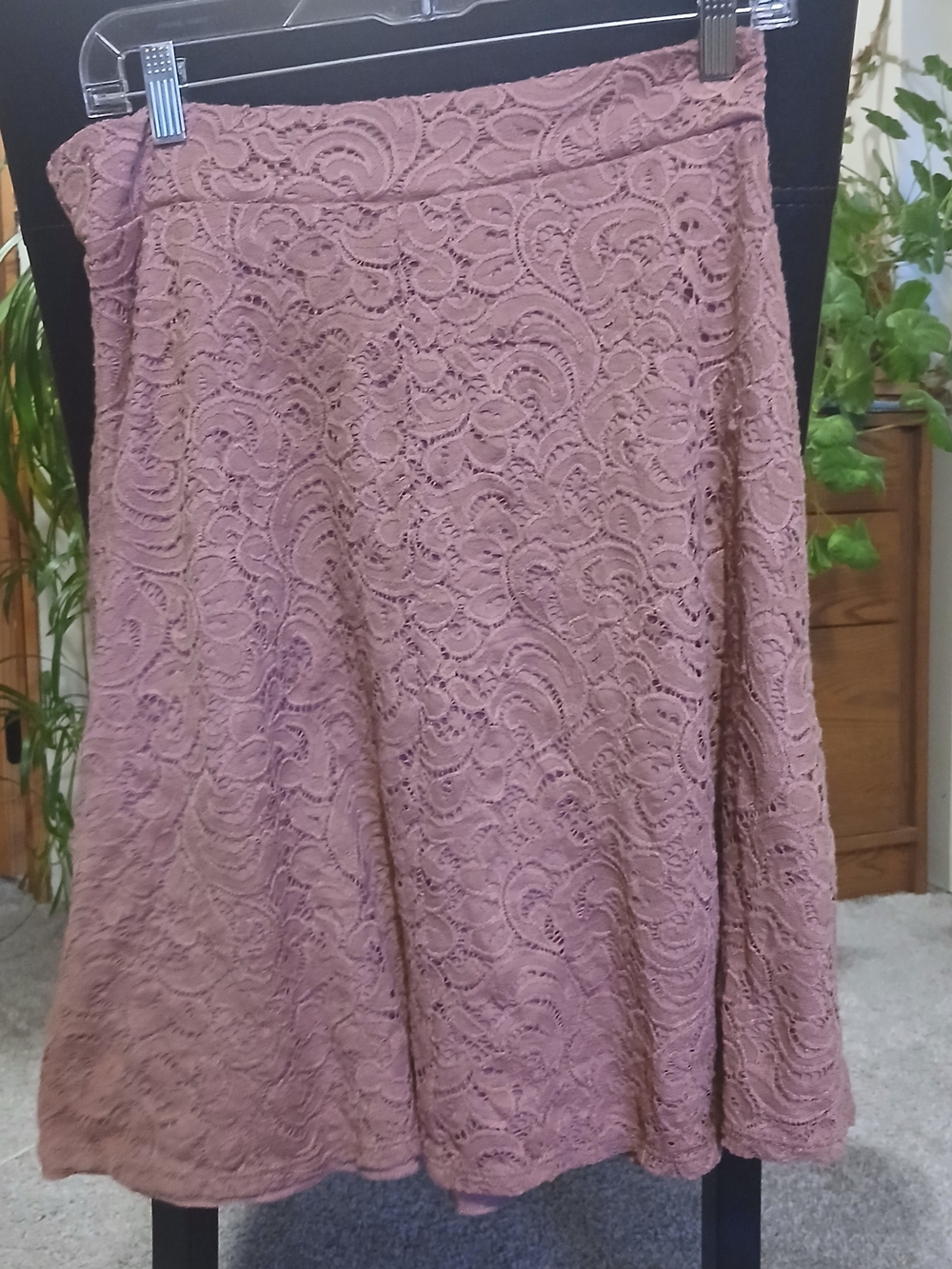 See You Monday Dusty Rose Lace A-Line Skirt